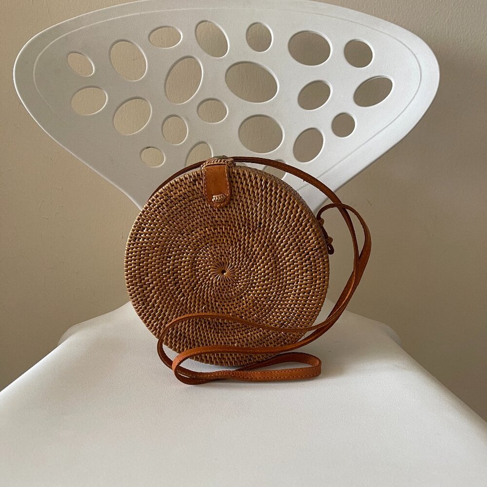 Bali wicker bag with genuine leather